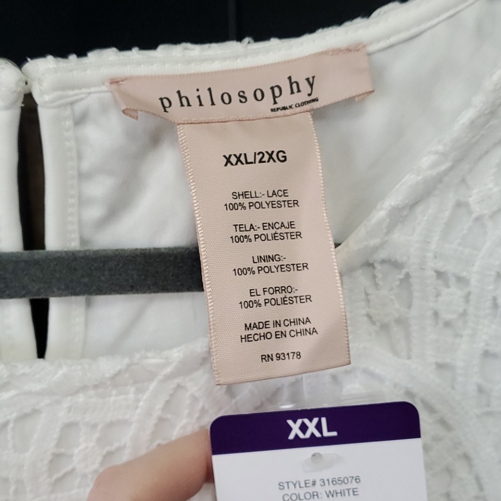 Philosophy,  white lace top - Picture 3 of 9